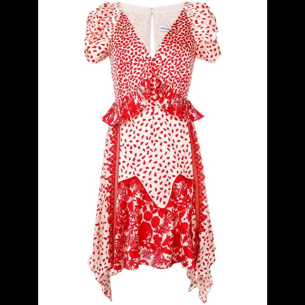 Self-Portrait Satin Printed Handkerchief Dress Nwt